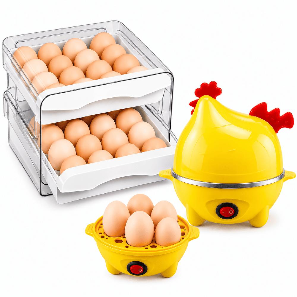 Pack Porta Huevos de dos niveles y Gallina Hervidora
