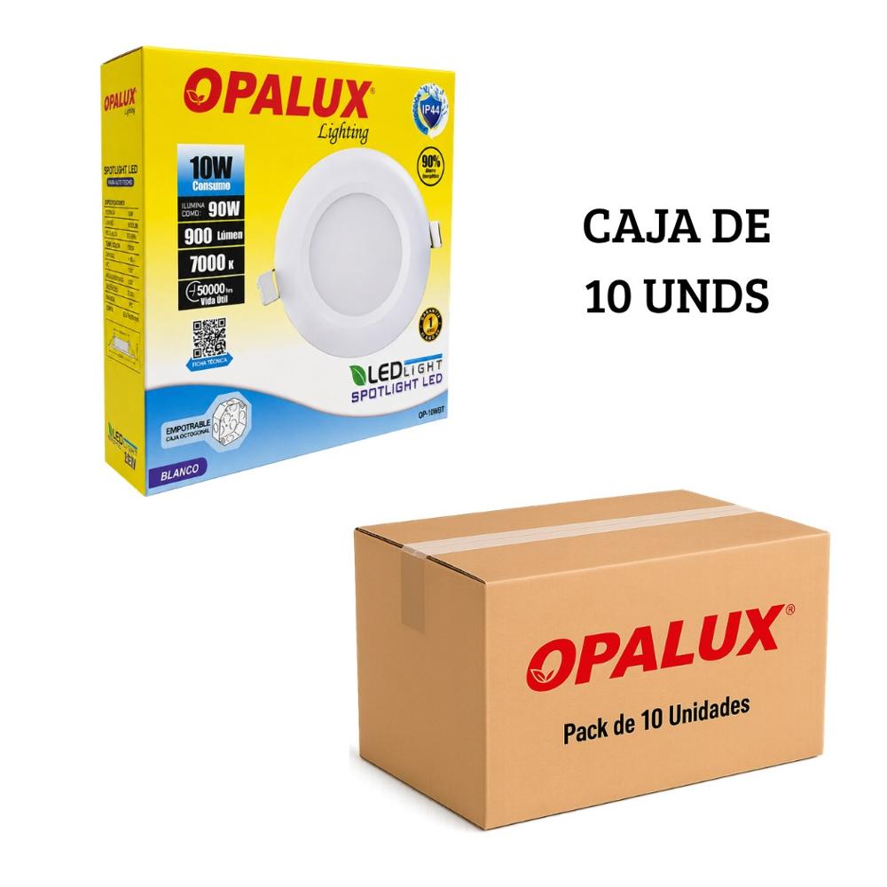 Spot Dicroico LED Empotrable Opalux 10W Luz Blanca - Pack de 10 Unidades