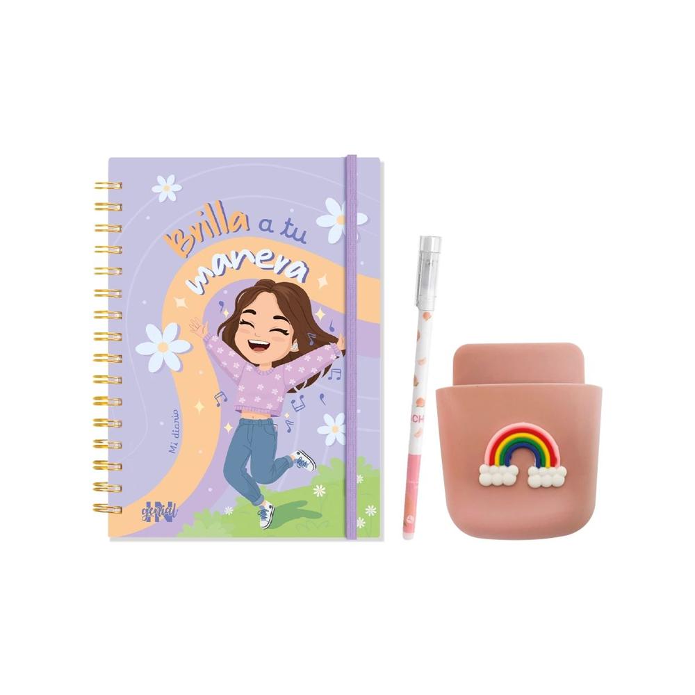 Pack Ingenial Ariana rainbow - diario. portalapiceros. lapicero