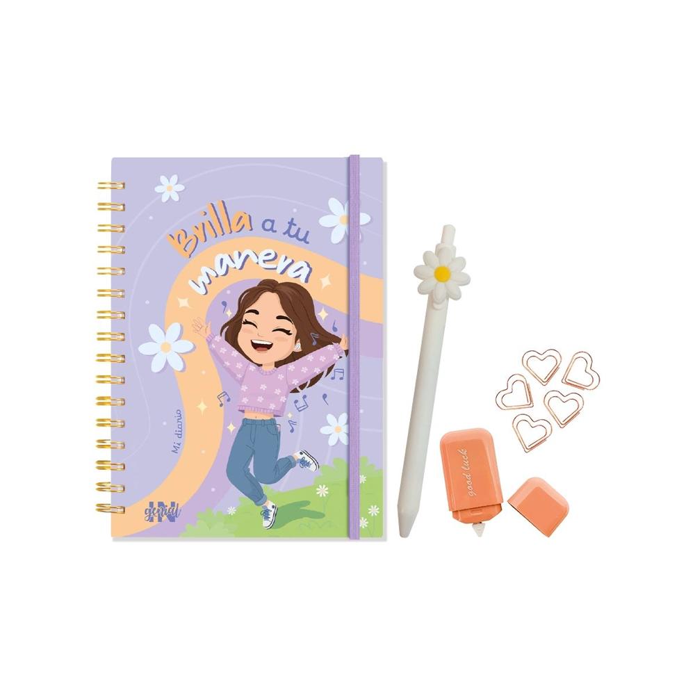 Pack Ingenial Ariana cute - diario. lapicero. corrector. clips