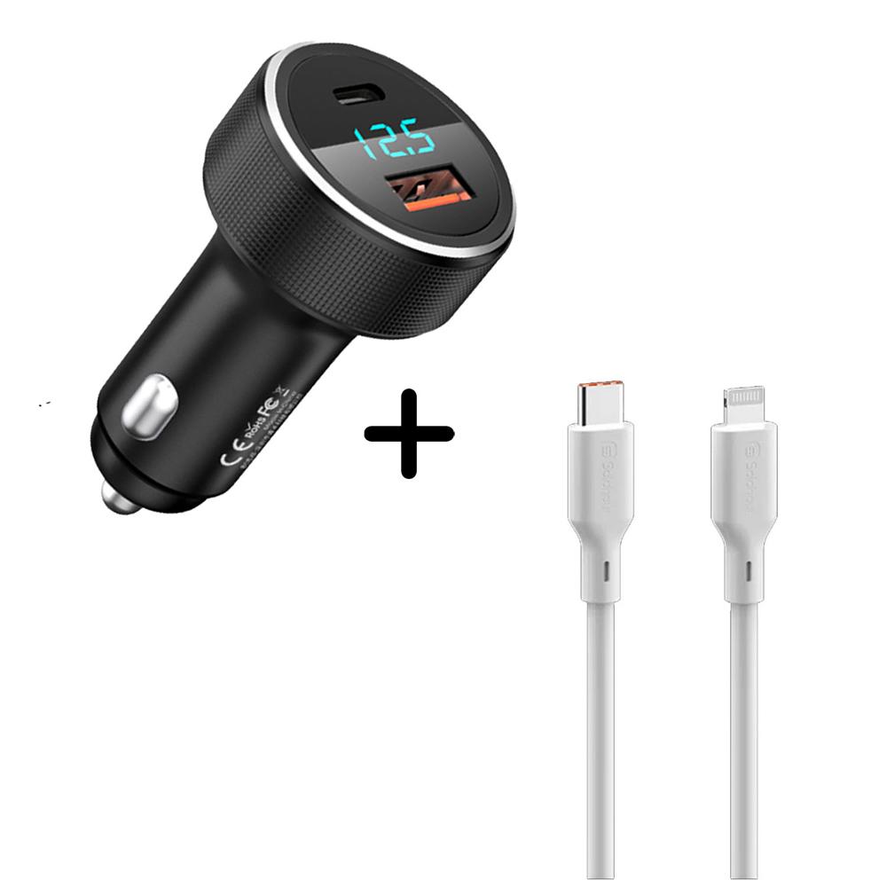 Combo Cargador para auto Remax RCC215 58W - Cable Solohour CL101 65W Blanco