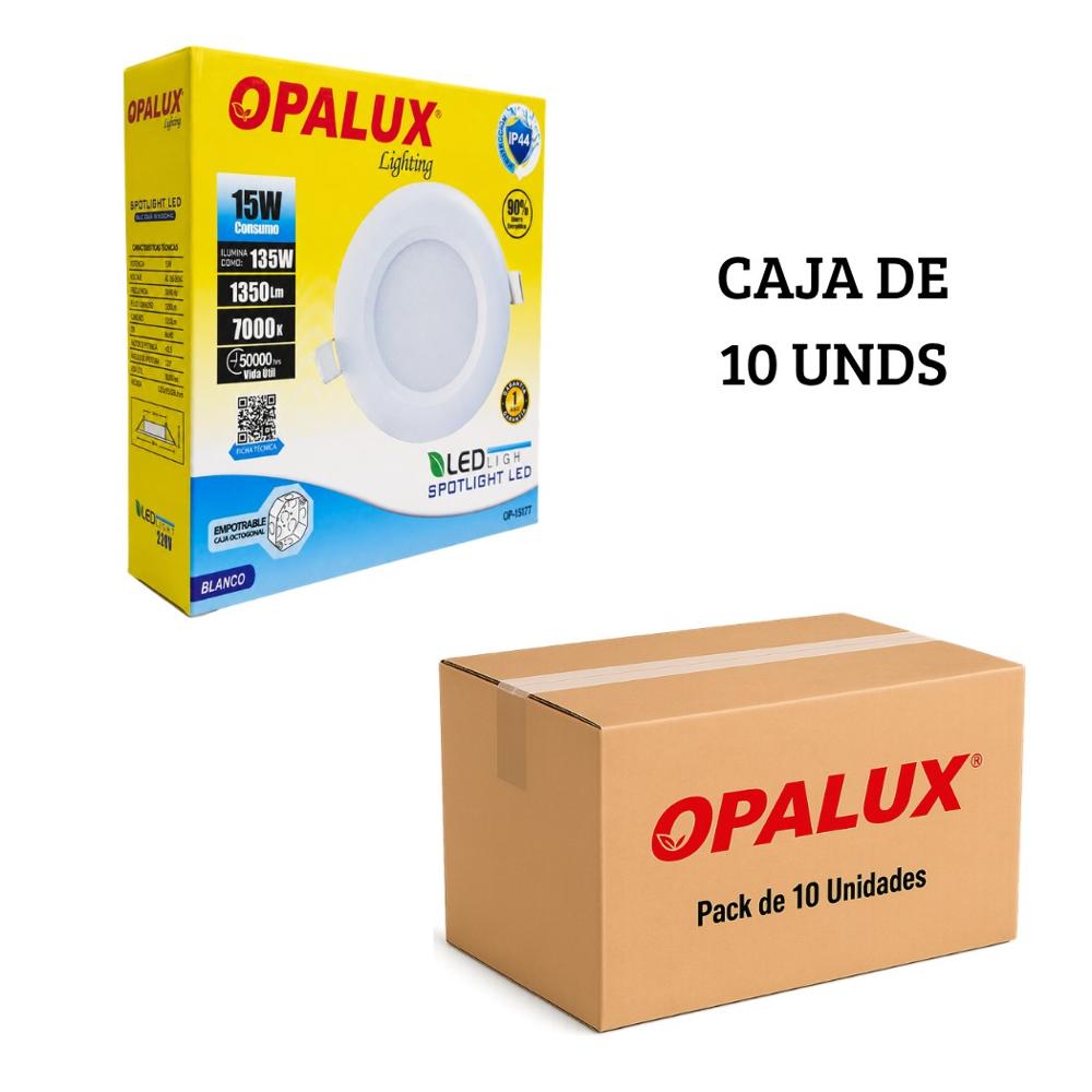 Spot Dicroico LED Empotrable Opalux 15W Luz Blanca - Pack de 10 Unidades