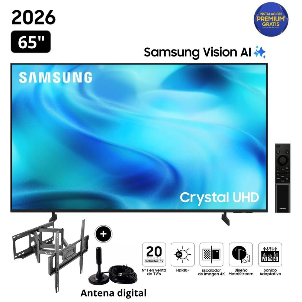 Televisor Samsung Smart TV 65"" Crystal UHD 4K UN65U8000H  + Rack Giratorio