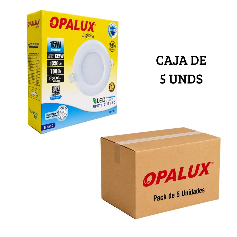 Spot Dicroico LED Empotrable Opalux 15W Luz Blanca - Pack de 5 Unidades