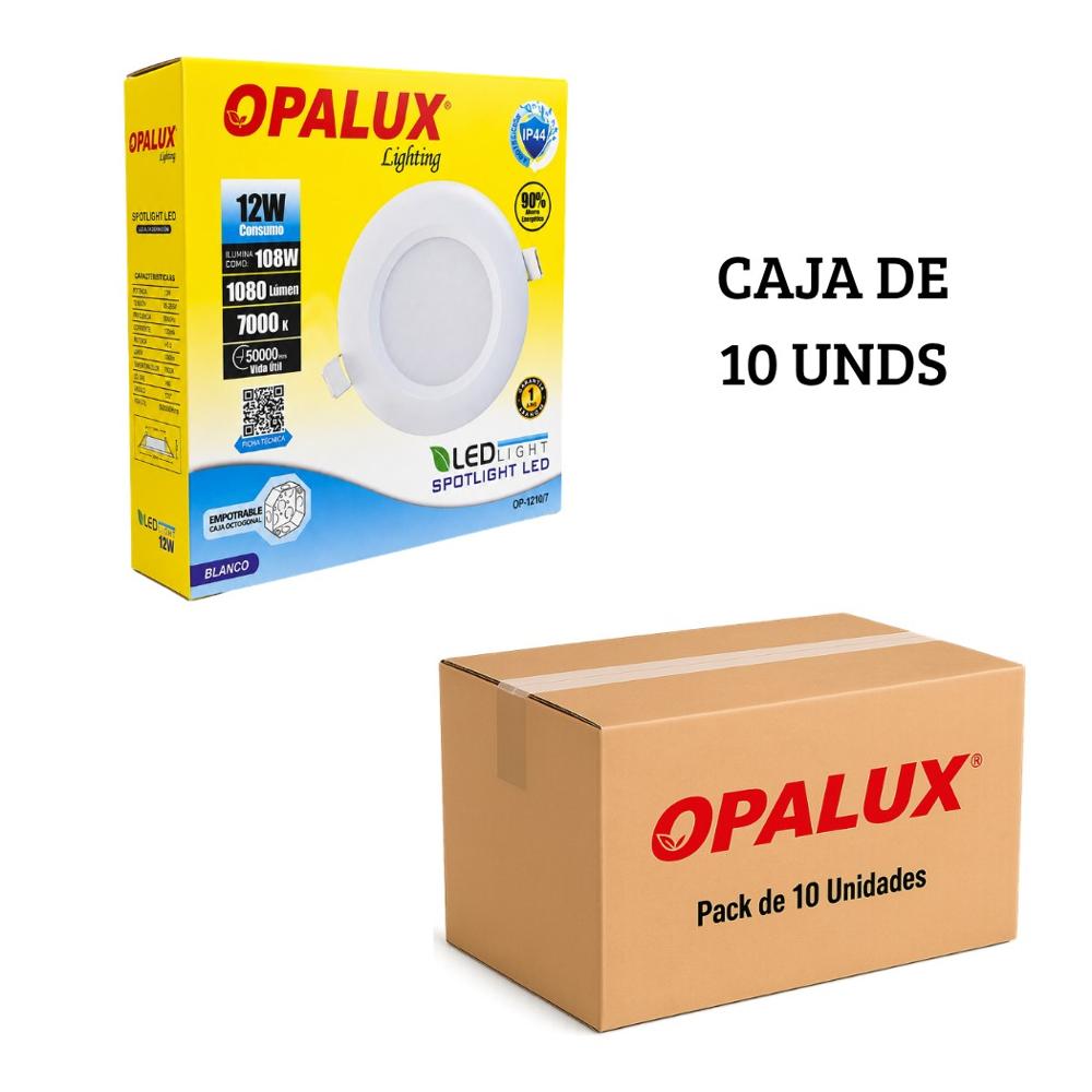 Spot Dicroico LED Empotrable Opalux 12W Luz Blanca - Pack de 10 Unidades
