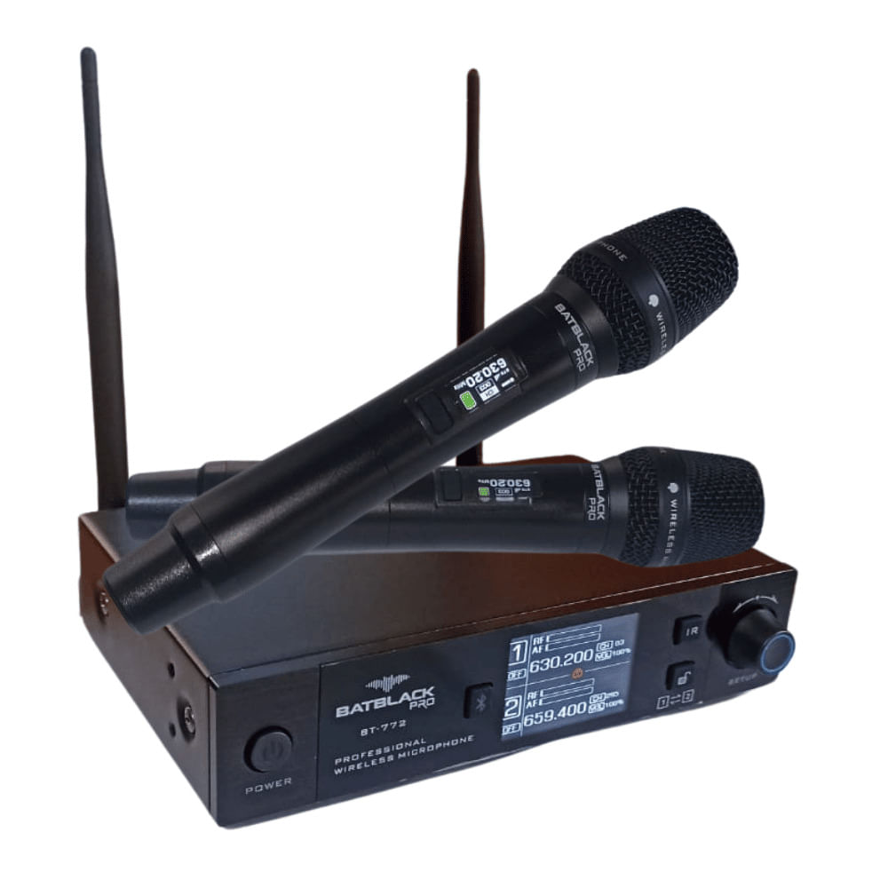 Microfono Inalambrico Profesional UHF Batblack BT-772 con Bluetooth