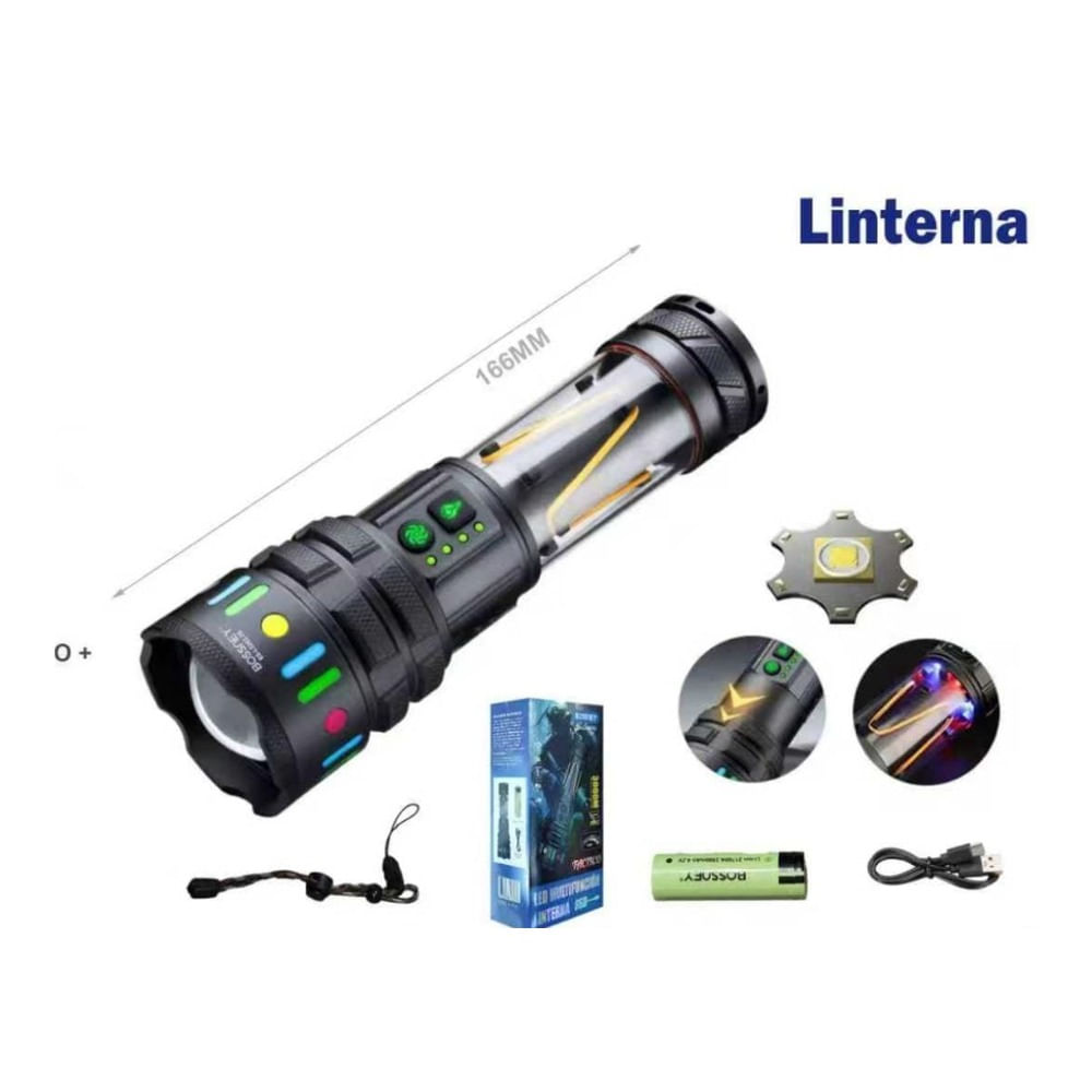 BOSSNEY Linterna LED Recargable de Aluminio de Alta Potencia 3000mAh BS-L3361-TG