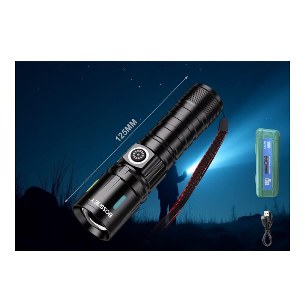 BOSSNEY Linterna LED de Aluminio de Alta Potencia 1200mAh BS-L3358-TG