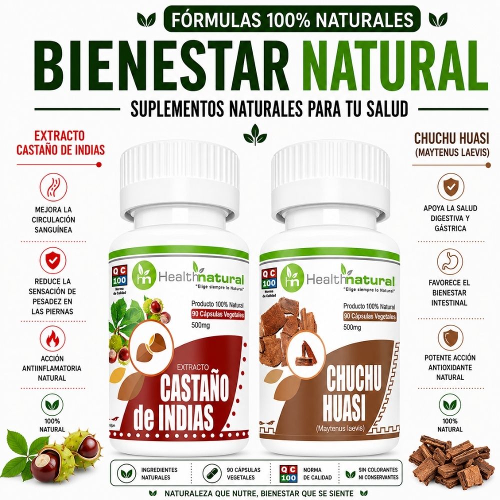 CASTAÑO DE INDIAS HEALTHNATURAL Y CHUCHUHUASI HEALTHNATURAL 500MG