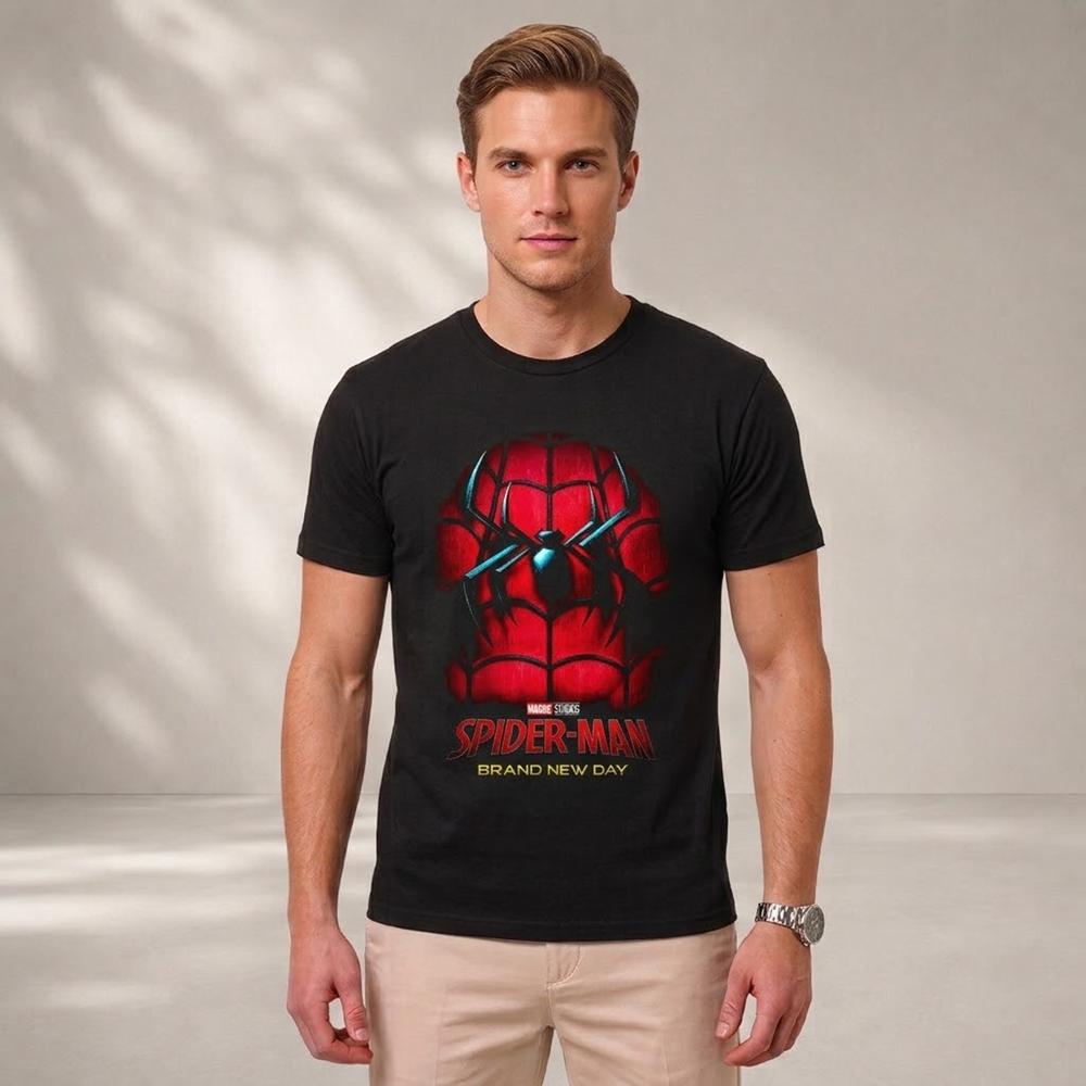 Polo de Algodón Hombre Araña Moda Urbana Color Negro Talla M