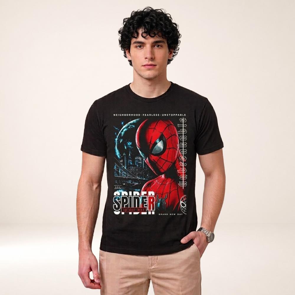 Polo Algodón Spiderman Nuevo Dia Outfit Moderno Color Negro Talla L