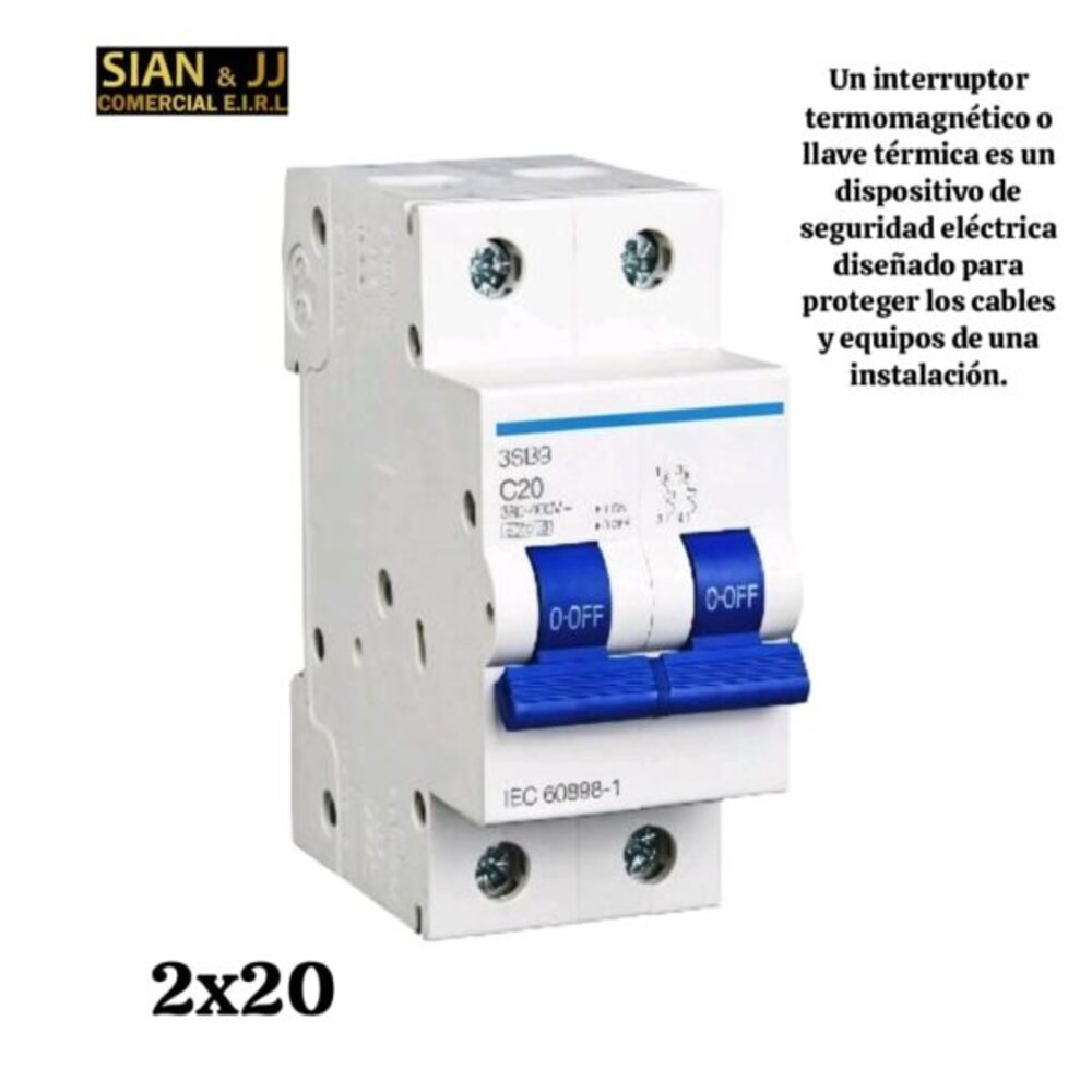 INTERRUPTOR TERMOMAGNETICO 2X20AMP 220V 415V MARCA CELUX