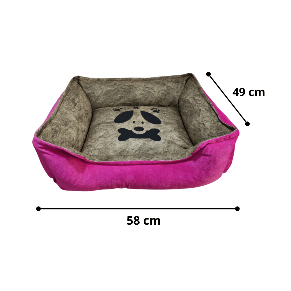 Cama Cuadrangular Para Perros y Gatos Talla 2 - Fucsia