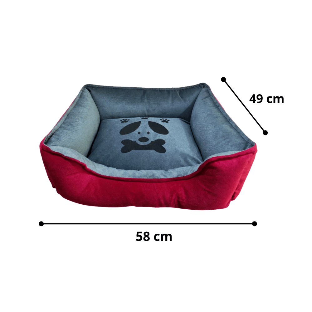 Cama Cuadrangular Para Perros y Gatos Talla 2 - Rojo