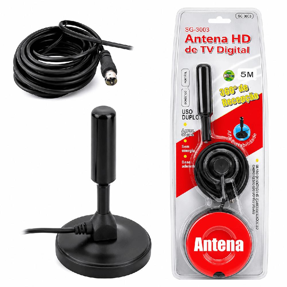 Antena TV Digital HD Omnidireccional 360 con Base Magnética SG-3003