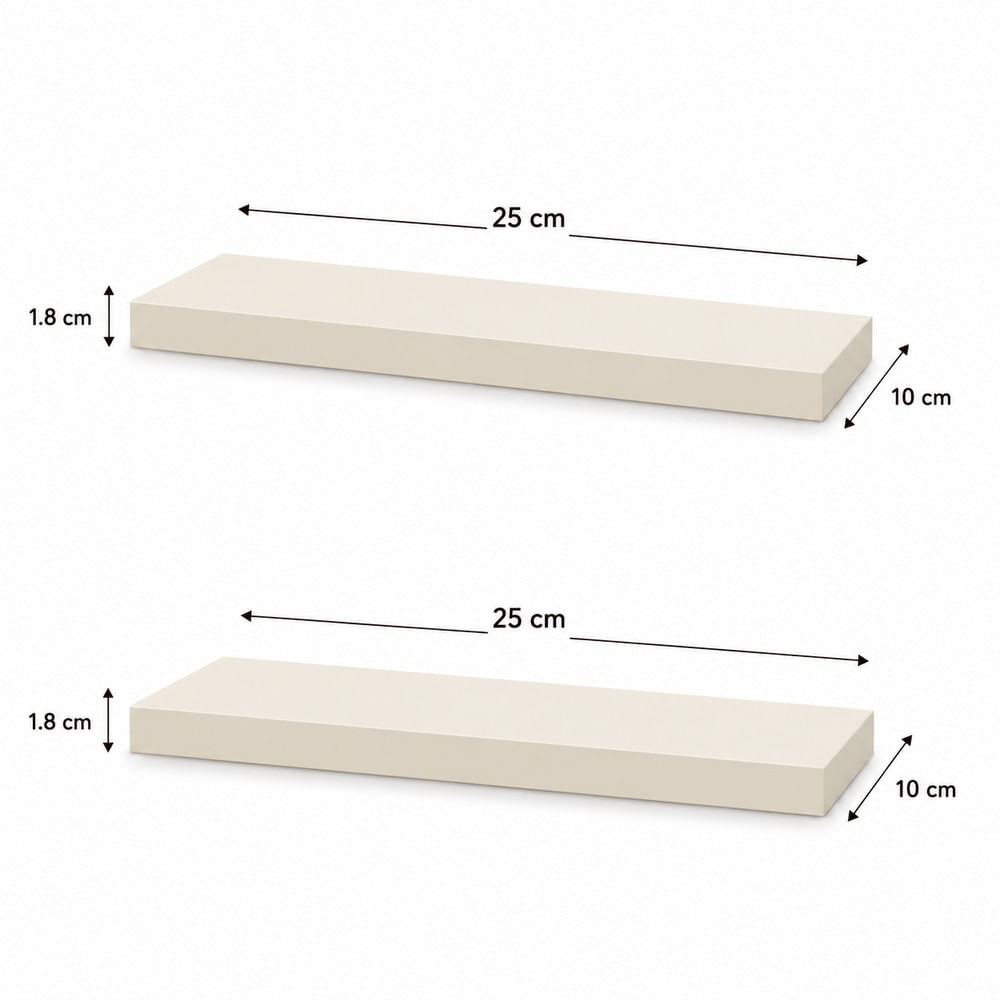 Set de 2 Repisas Flotante Toquilla 25x10 x1.8 cm de Melamina Pelikano para Sala Dormitorio Oficina