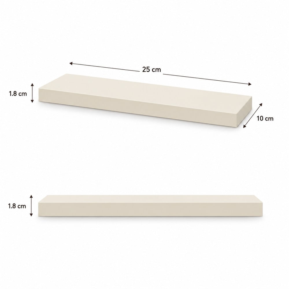 Repisa Flotante Recta Toquilla 25x10 x1.8 cm de Melamina Pelikano para Sala Dormitorio Oficina