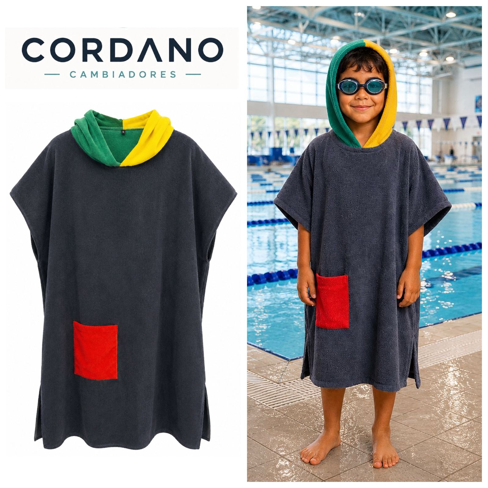 TOALLA CAMBIADOR CORDANO 5 a 7 AÑOS NEGRO UNISEX.