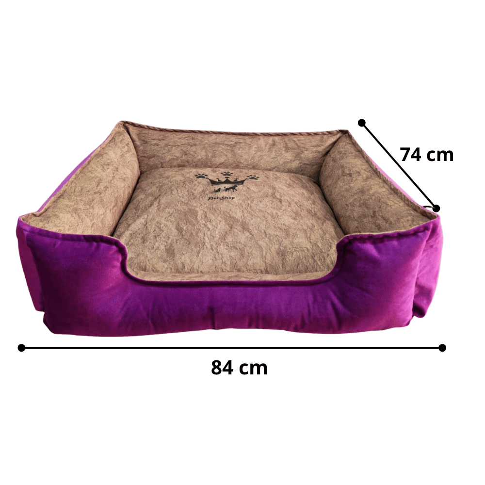 Cama Cuadrangular Para Perros y Gatos Talla 5 - Morado