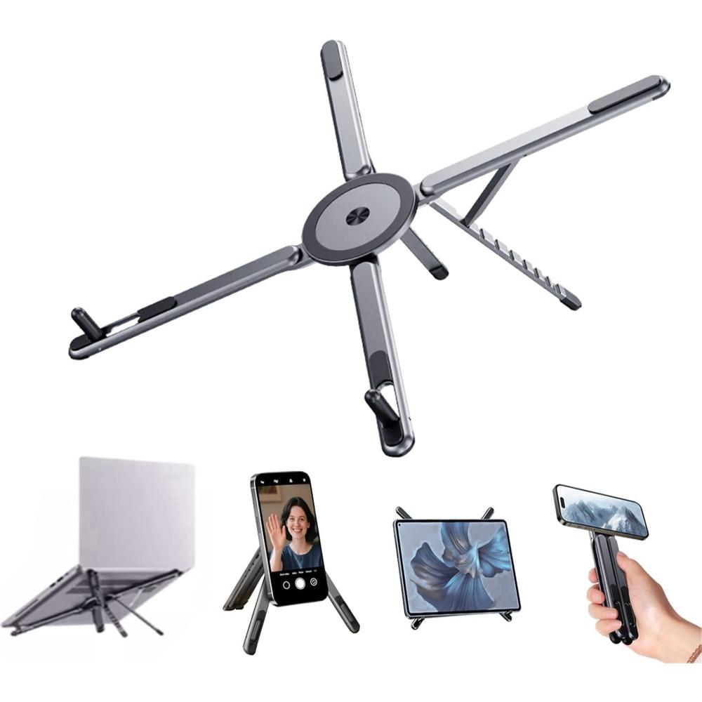Soporte Magnético 3 en 1 Ajustable para Laptop Tablet y Celular Plegable de Aluminio