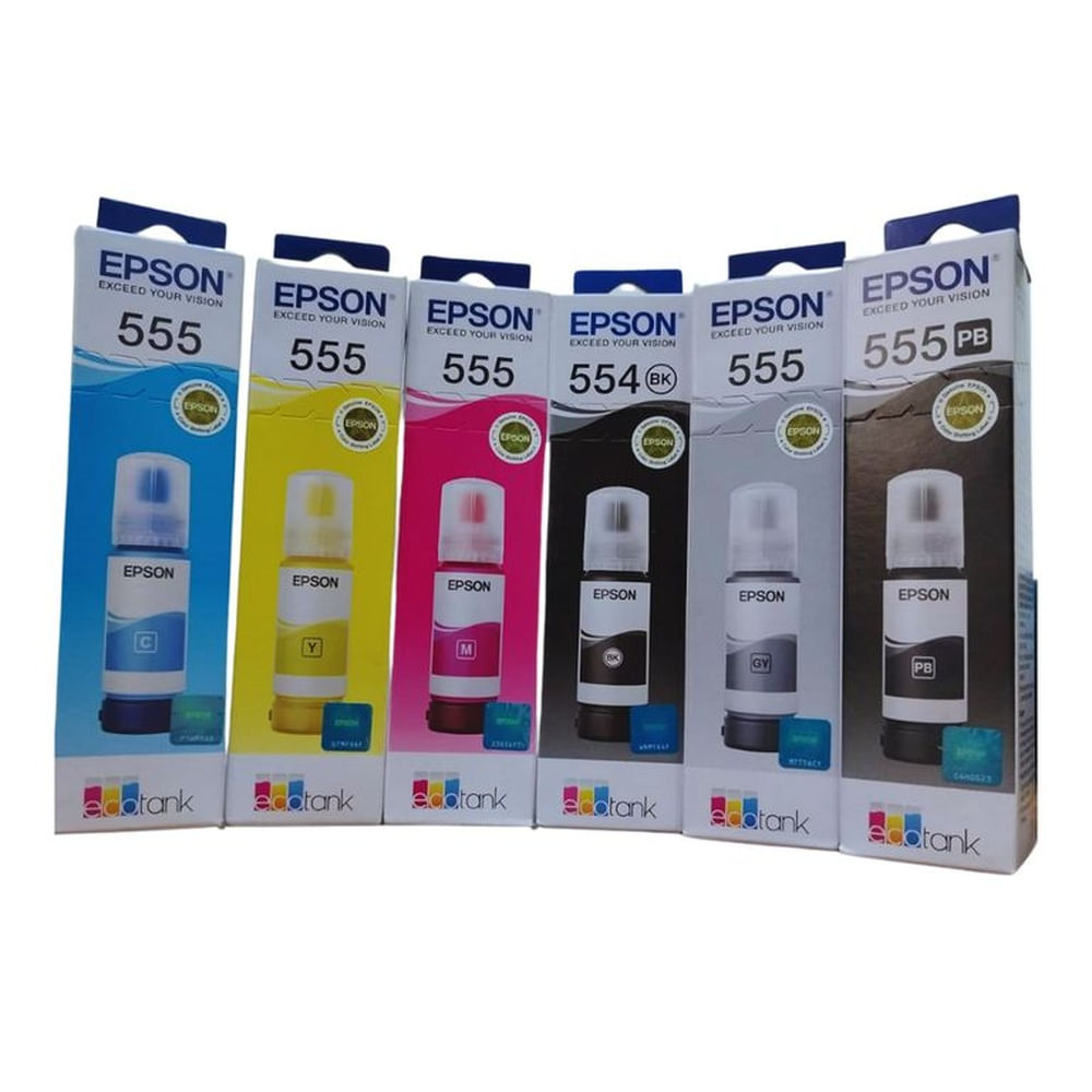 Kit Tinta Epson T554 y T555 Originales  x4 Colores