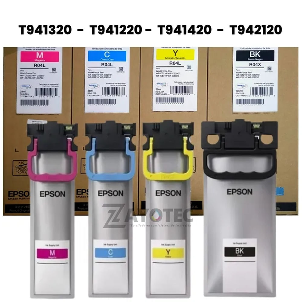 Kit de Tinta Epson T941 y T942 Originales  R04L - R04X