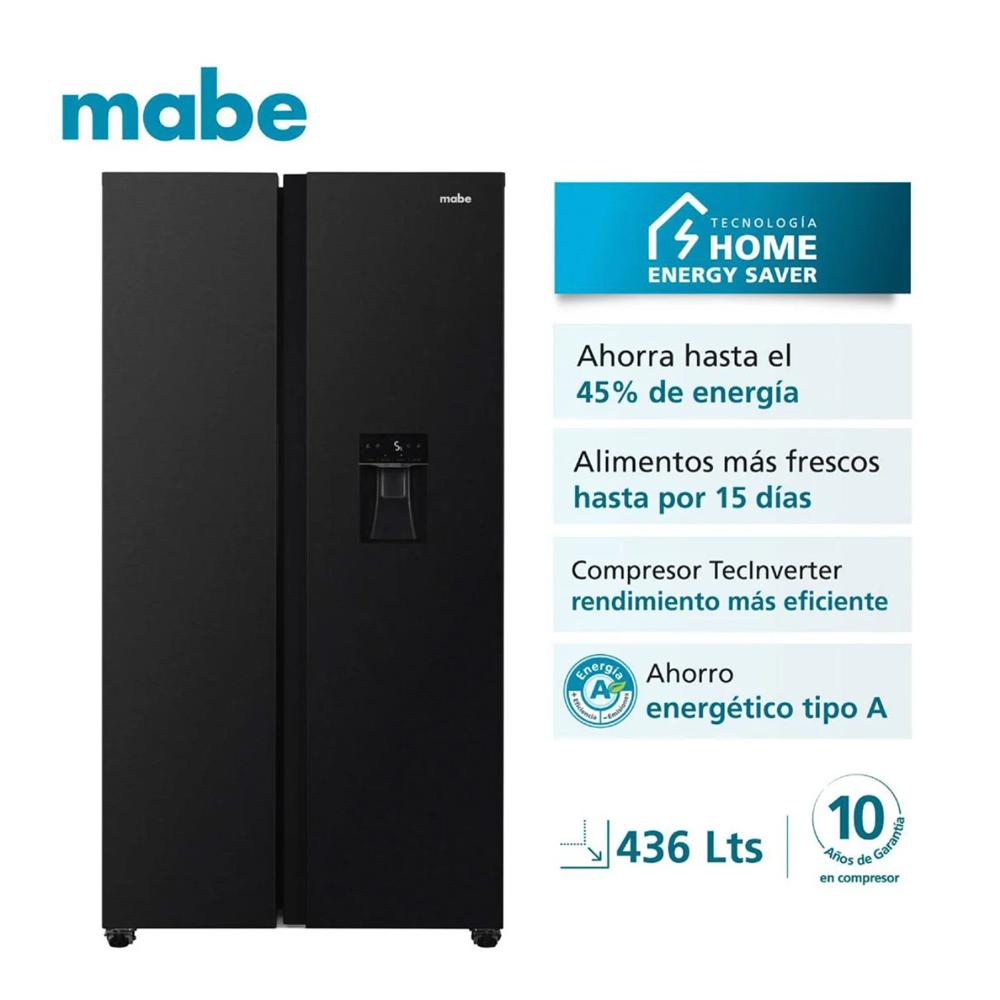 Refrigeradora Side by Side MABE TecInverter 436L MSD480LMRPS0 BLACK