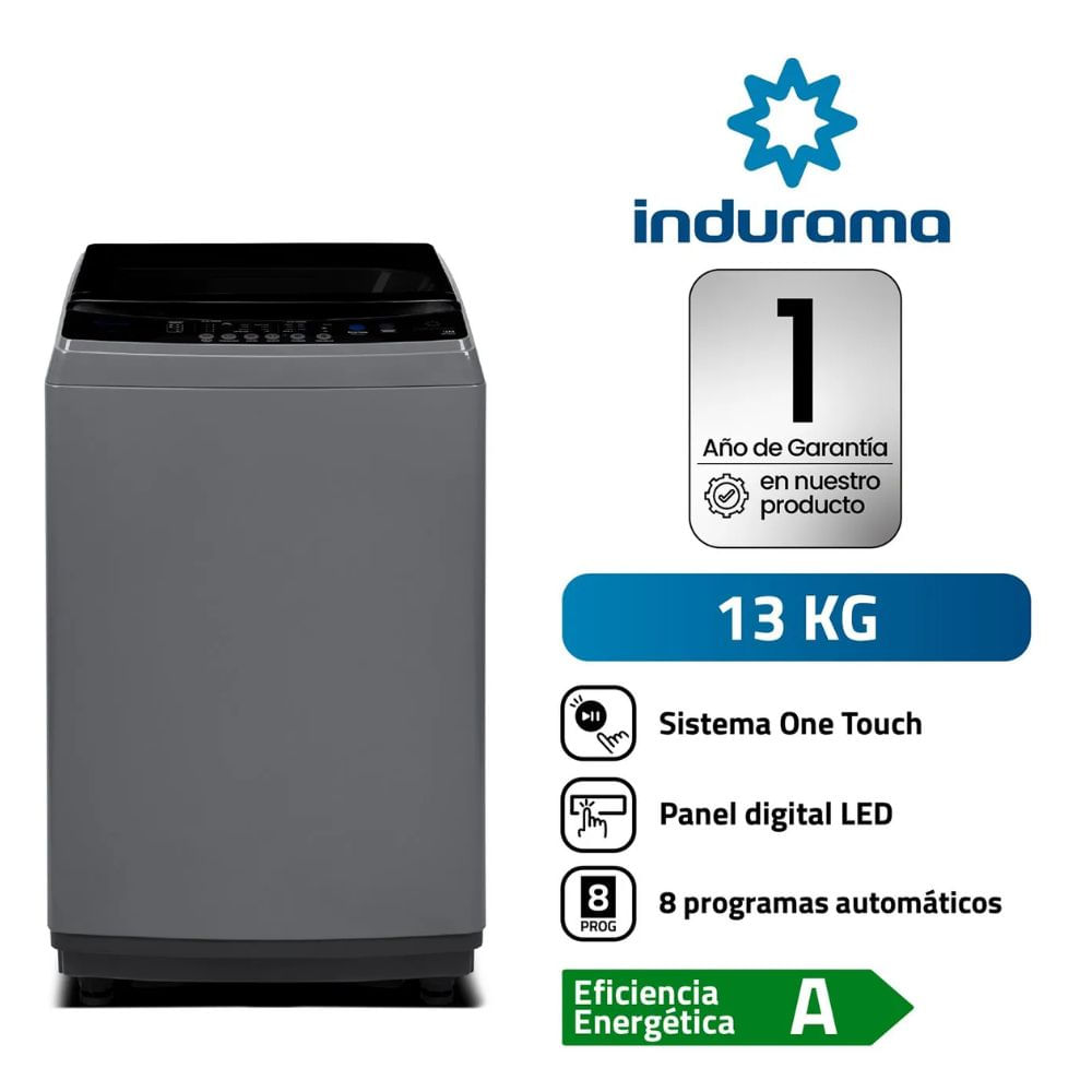 Lavadora INDURAMA 13 KG carga superior LRI-13DGR Gris Oscuro