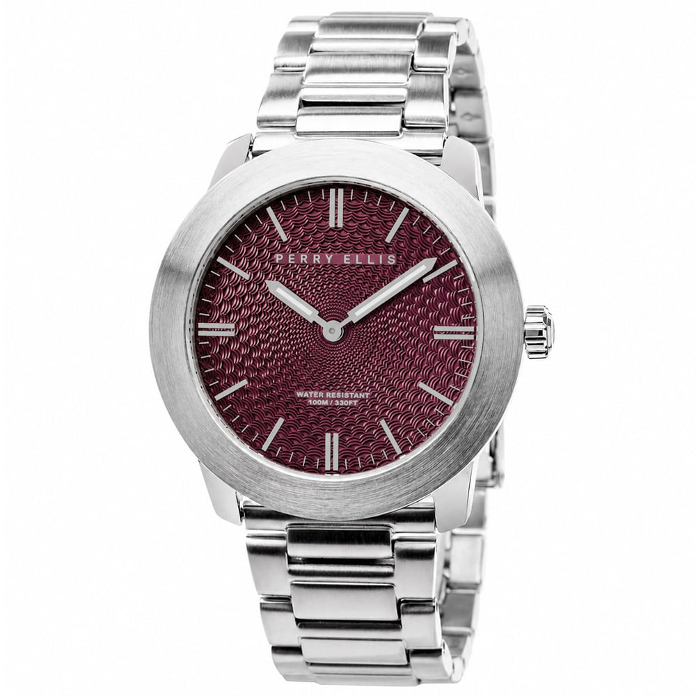 Reloj Perry Ellis Slim Line 42 07004-02 Acero Inoxidable Dial Vino