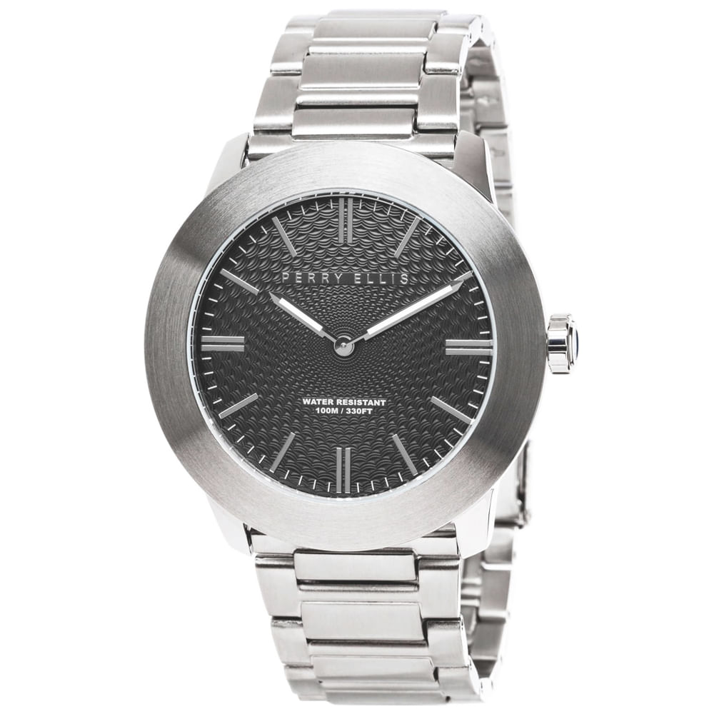 Reloj Perry Ellis Slim Line 46 03001-02 Acero Inoxidable Dial Gris Oscuro