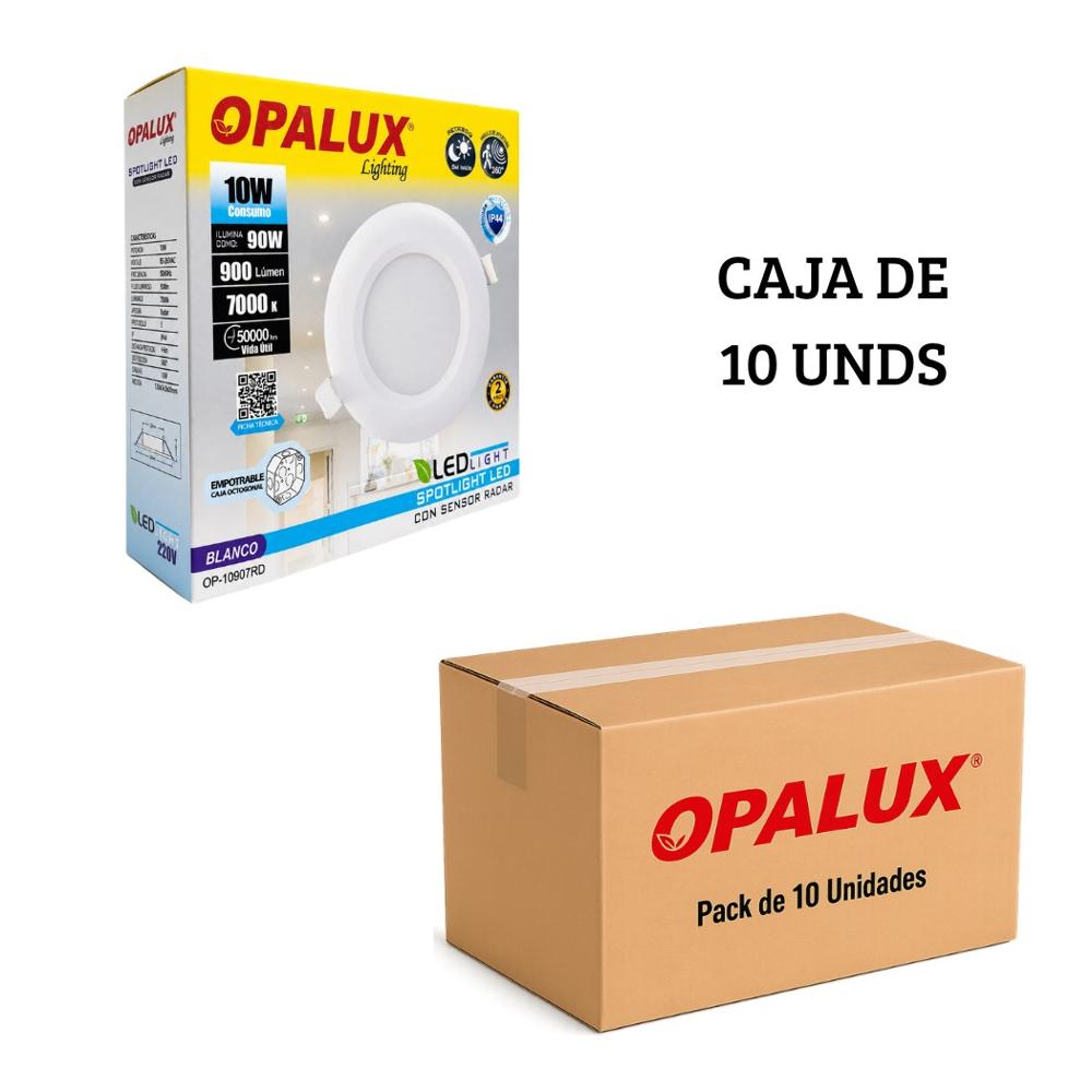 Spot Dicroico LED Empotrable Opalux 10W con Sensor de Movimiento - Pack de 10 Unidades