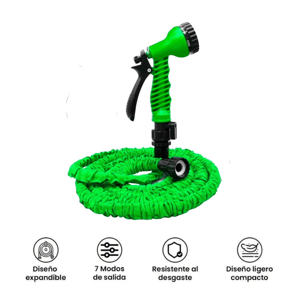 MANGUERA EXPANDIBLE  15MTS CON PISTOLA  MULTICHORROS
