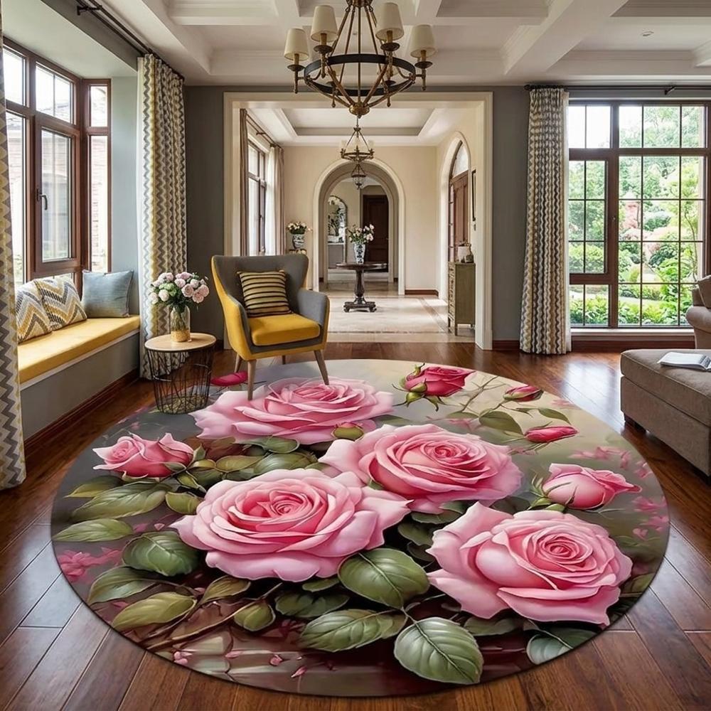 Alfombra Circular Grande 2mts de Diametro para Sala o Dormitorio Rosa