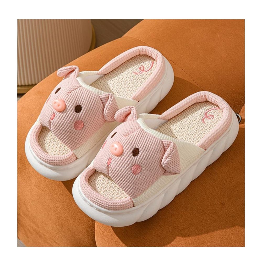 PANTUFLAS CERDITO CON PLATAFORMA COLOR ROSA