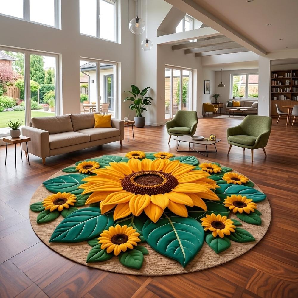 Alfombra Circular Grande 2mts de Diametro para Sala o Dormitorio Verde