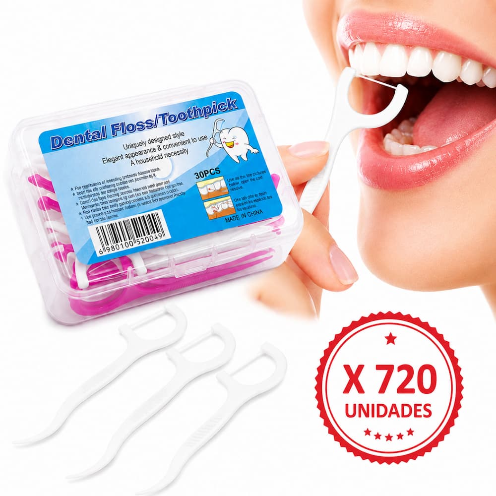 Pack X 720 Palillos Interdentales Con Hilo Dental Uso Diario