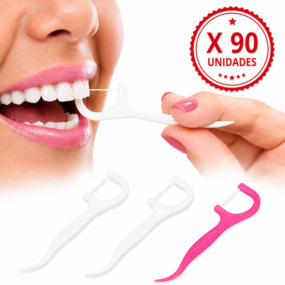 Pack X 90 Palillos Con Hilo Dental 2 En 1 Para Limpieza Interdental