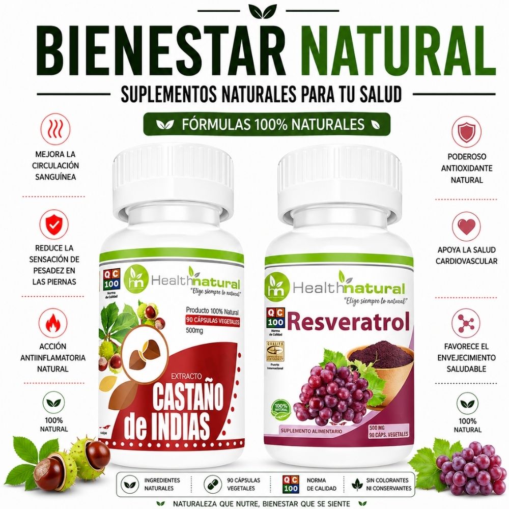 CASTAÑO DE INDIAS HEALTHNATURAL Y RESVERATROL HEALTHNATURAL 500MG
