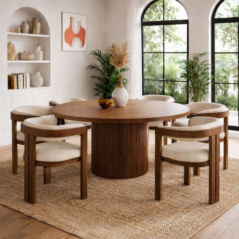 JUEGO DE COMEDOR 6 SILLAS MICAELA NOGAL