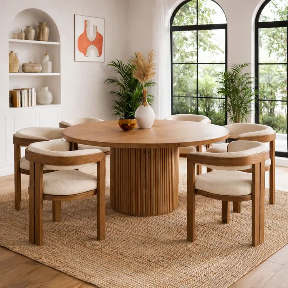 JUEGO DE COMEDOR 6 SILLAS MICAELA BEIGE CLARO