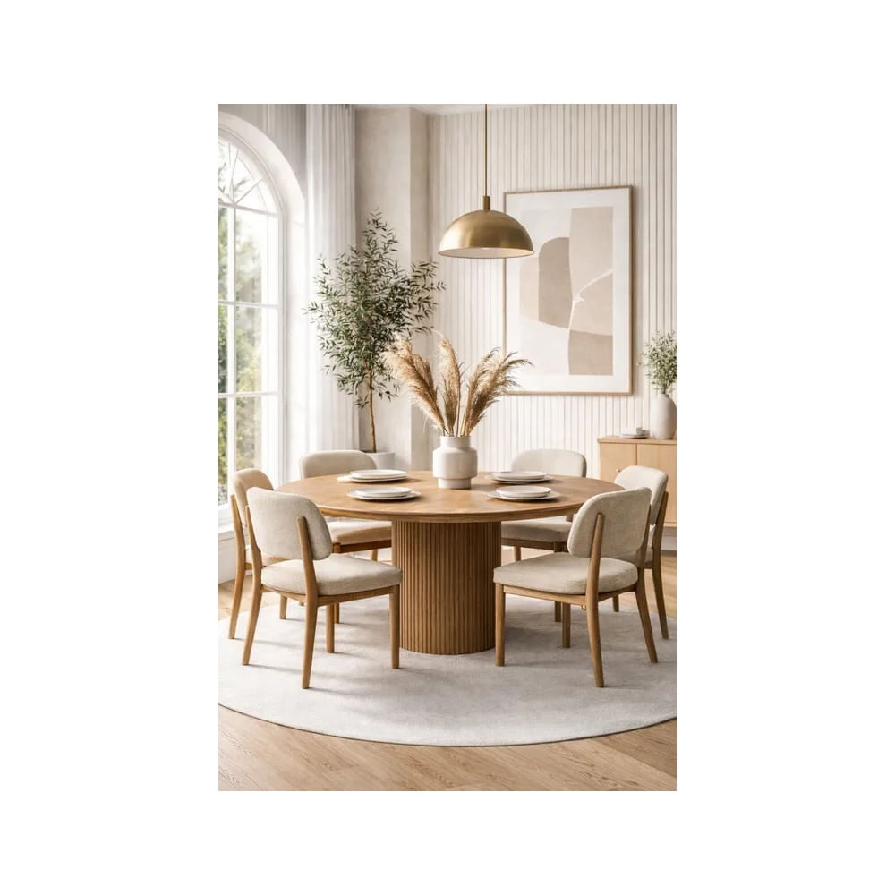 JUEGO DE COMEDOR 6 SILLAS NICOLAS BEIGE