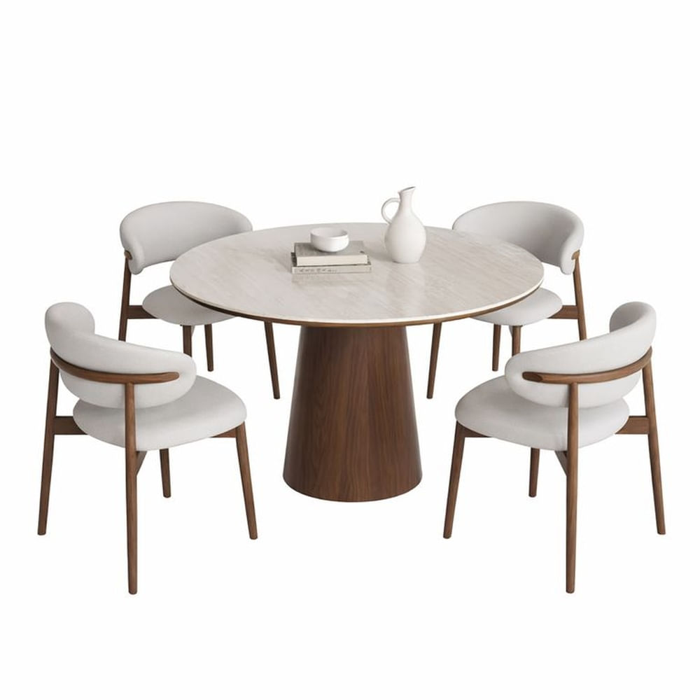 JUEGO DE COMEDOR 4 SILLAS AURORA NOGAL BEIGE
