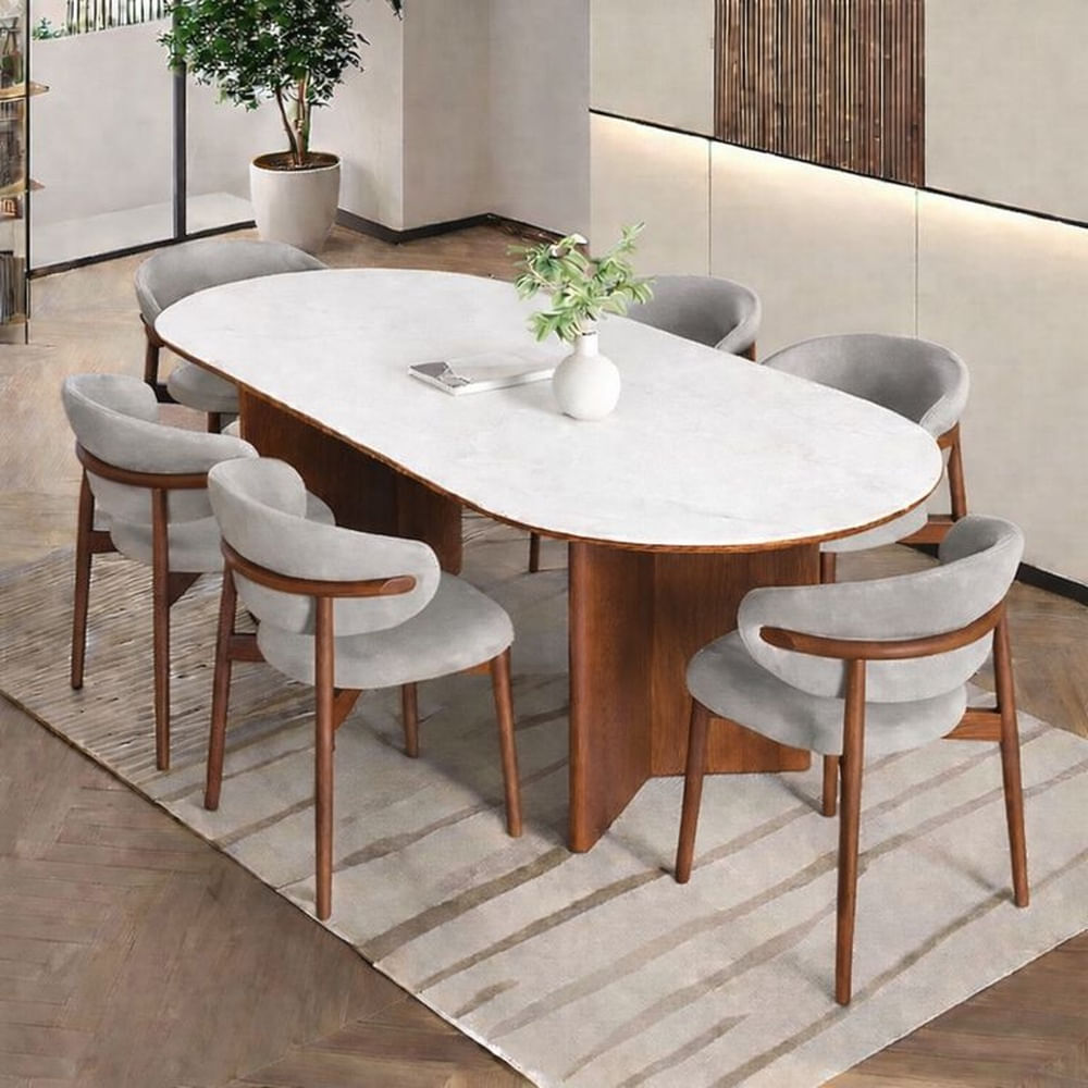 JUEGO DE COMEDOR 6 SILLAS LUNA PLATA