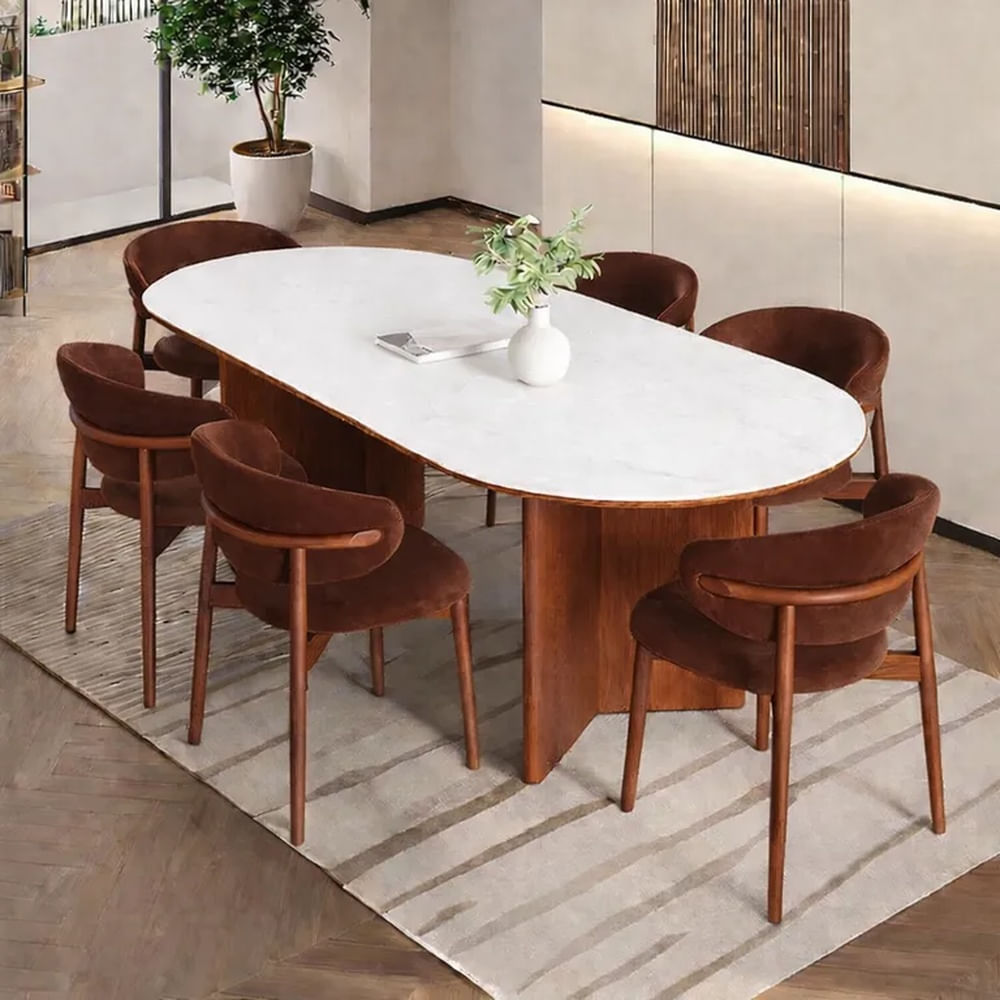 JUEGO DE COMEDOR 6 SILLAS LUNA MARRON