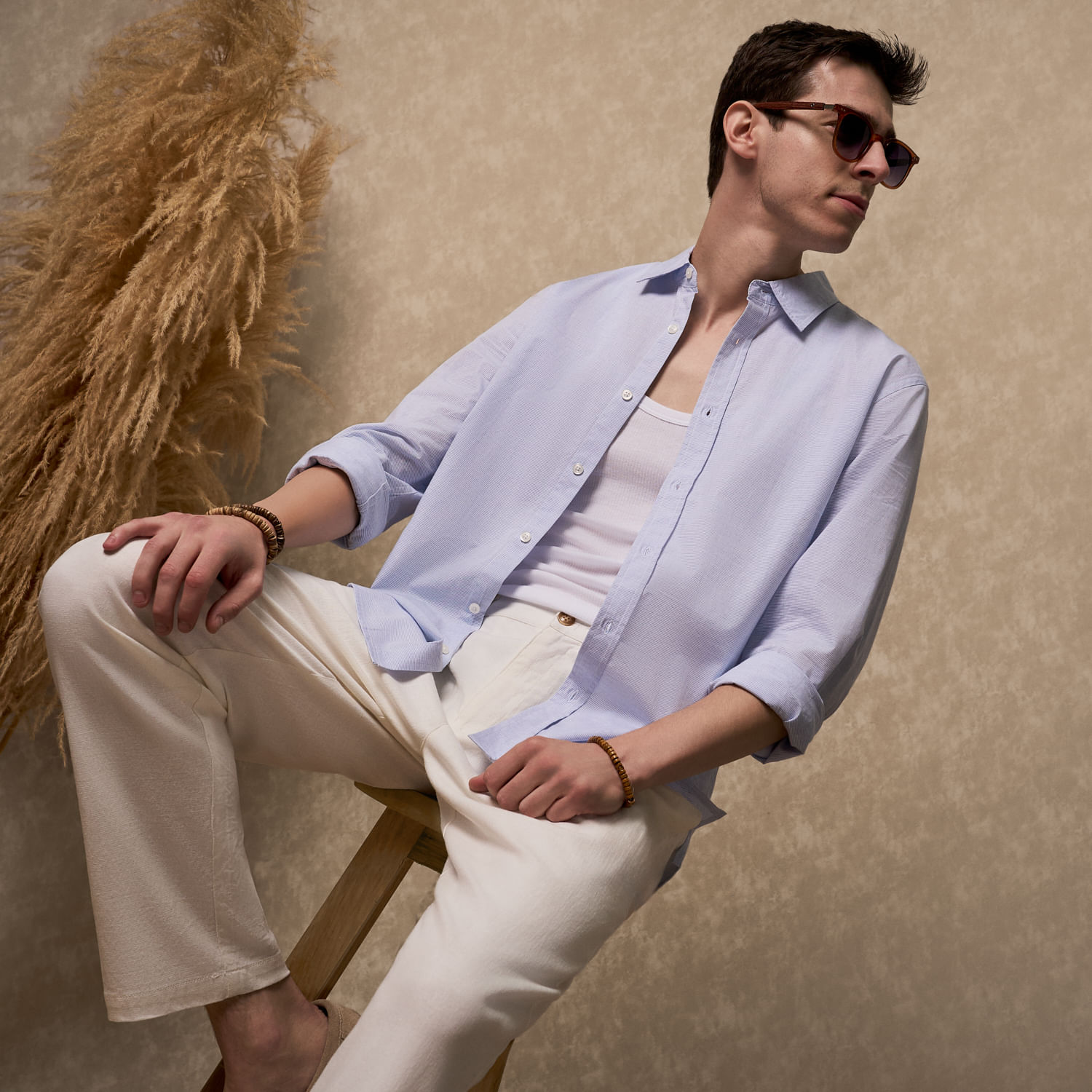 Camisa Manga Larga Hombre Cotton Rayas Malabar Azul Talla M