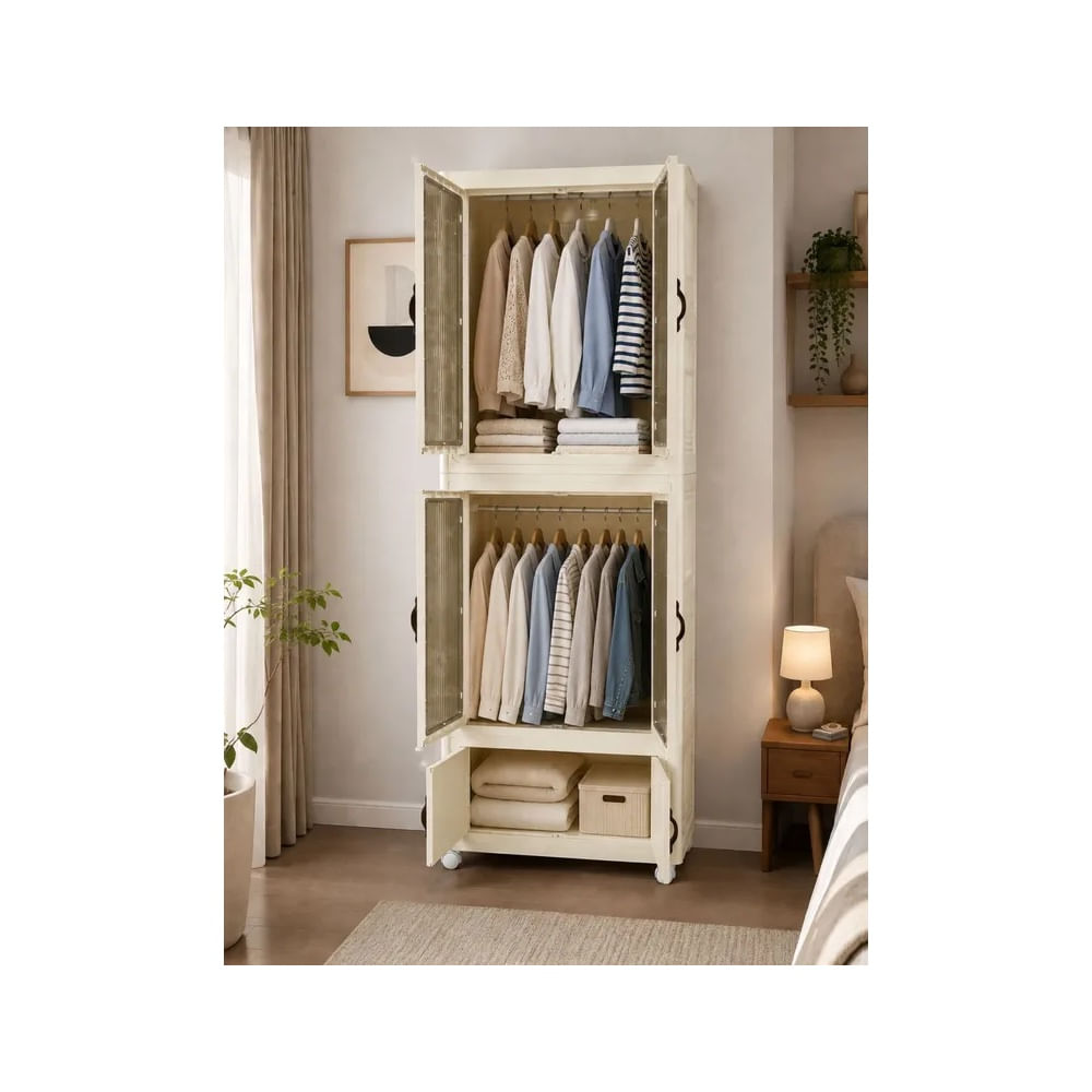 Organizador Apilable con puertas imantados Multiusos 3 Niveles Translúcidas y Ruedas