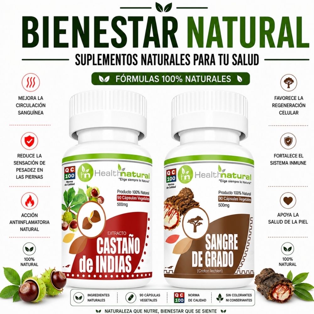 CASTAÑO DE INDIAS HEALTHNATURAL Y SANGRE DE GRADO HEALTHNATURAL 500MG