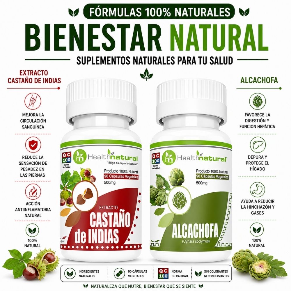 CASTAÑO DE INDIAS HEALTHNATURAL 500MG Y ALCACHOFA HEALTHNATURAL 500MG