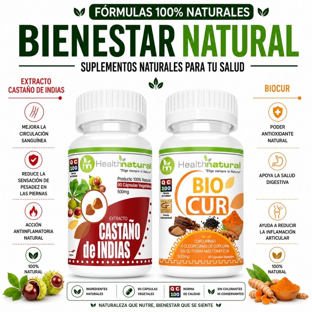 CASTAÑO DE INDIAS HEALTHNATURAL 500MG Y BIOCUR HEALTHNATURAL 500MG