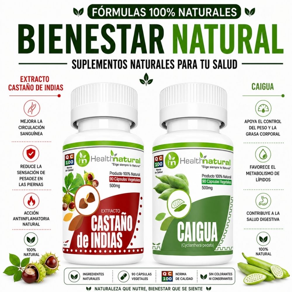 CASTAÑO DE INDIAS HEALTHNATURAL 500MG Y CAIGUA HEALTHNATURAL 500MG